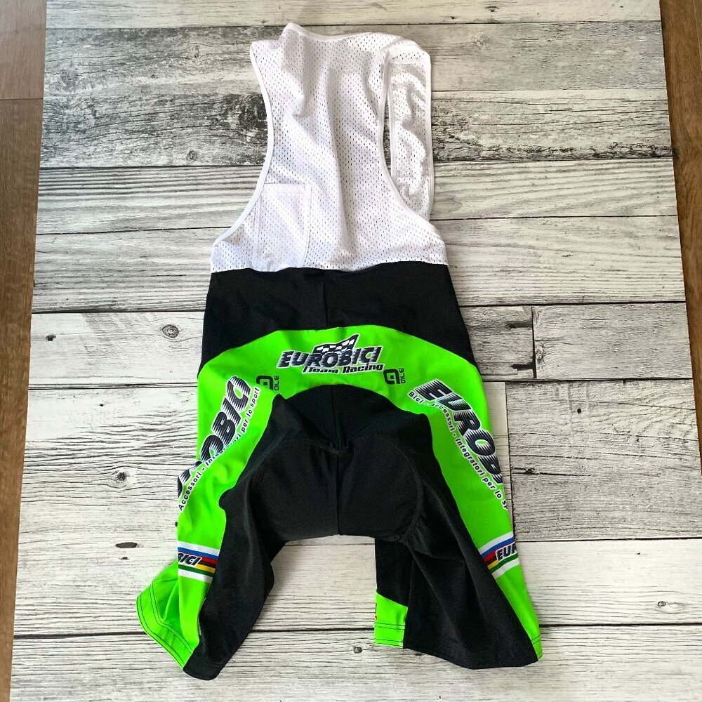 Ole Cycling Bib Shorts Eurobici Team Racing Green Black Activewear NWOT